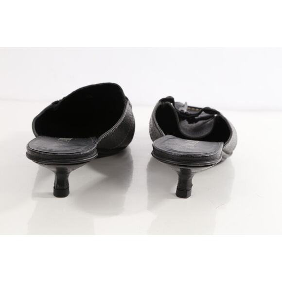 Vintage Prada Black Pebbled Leather Square Toe Mules Size 36 - Picture 8 of 14